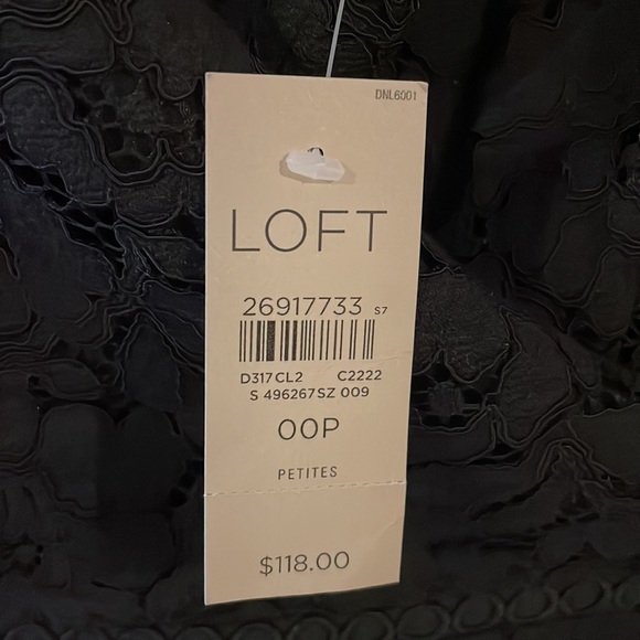 NWT Loft Black Lace Crossover V-Neck Flare Dress, size 00P - Picture 2 of 4